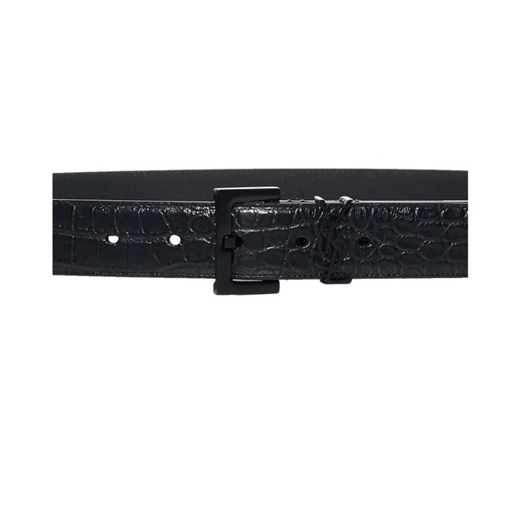 Yves Saint Laurent Accessories - 🚩Yves Saint Laurent Black Croc-Embossed Belt size 95 authentic
